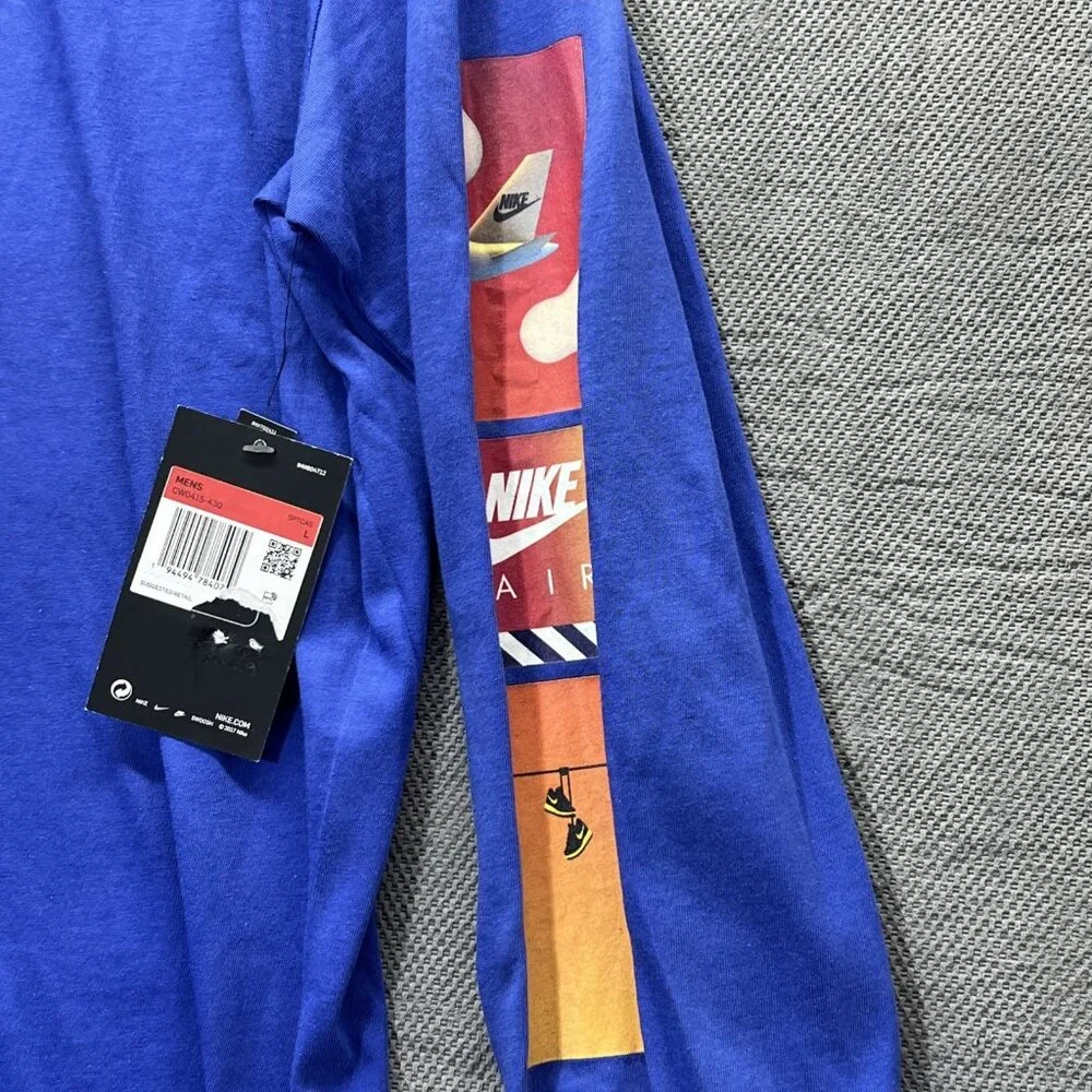 NIKE Air Max 1 Shirt Atmos Elephant Jade Balloons Long Sleeve‎ Large Blue